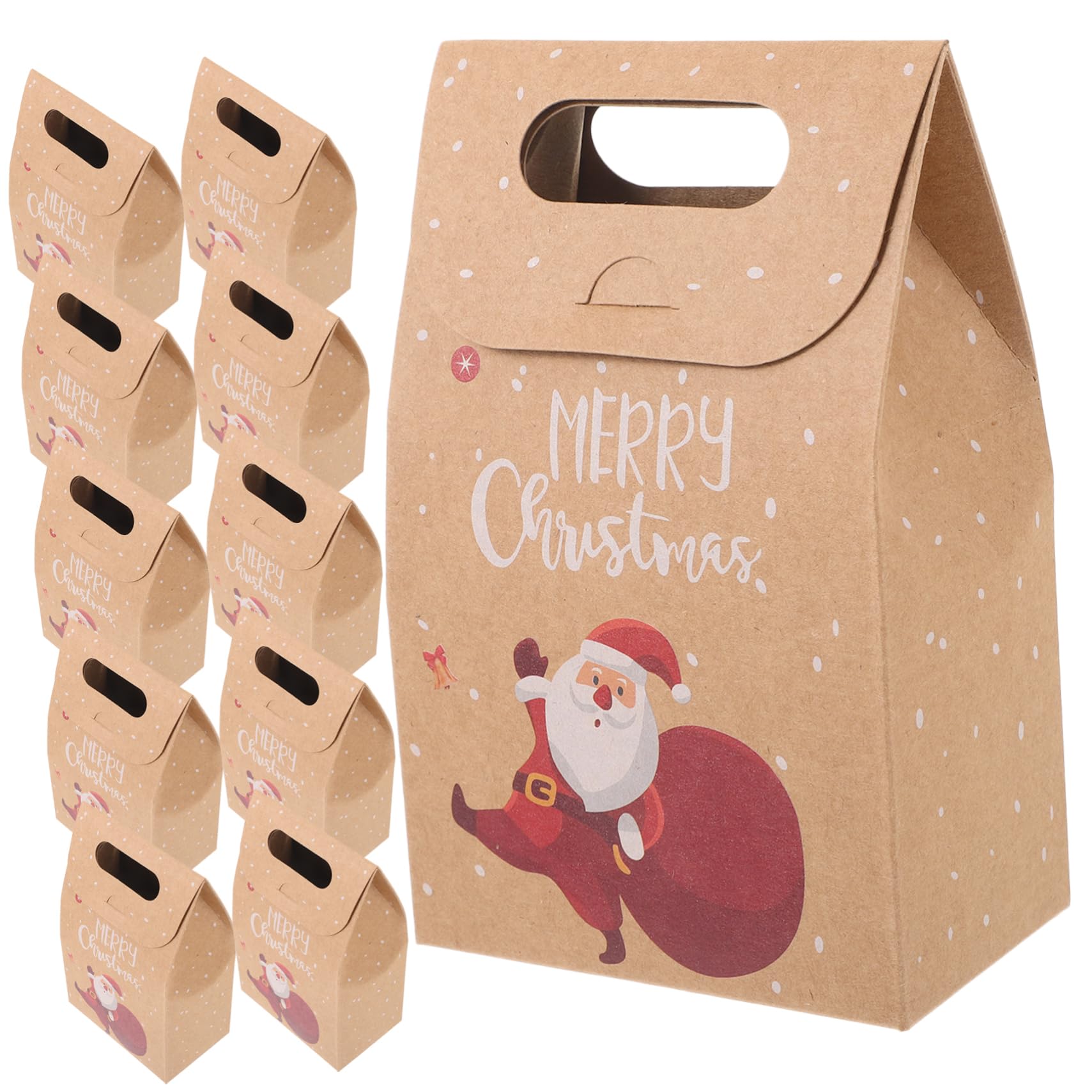 FRCOLOR 2 Juegos Bolsa De Papel Kraft Navideña Transportador Bolsas De Galletas Arpillera Celofán Christmas Bag Bolsas Kraft De De Papel Para Guardar Uds * 2