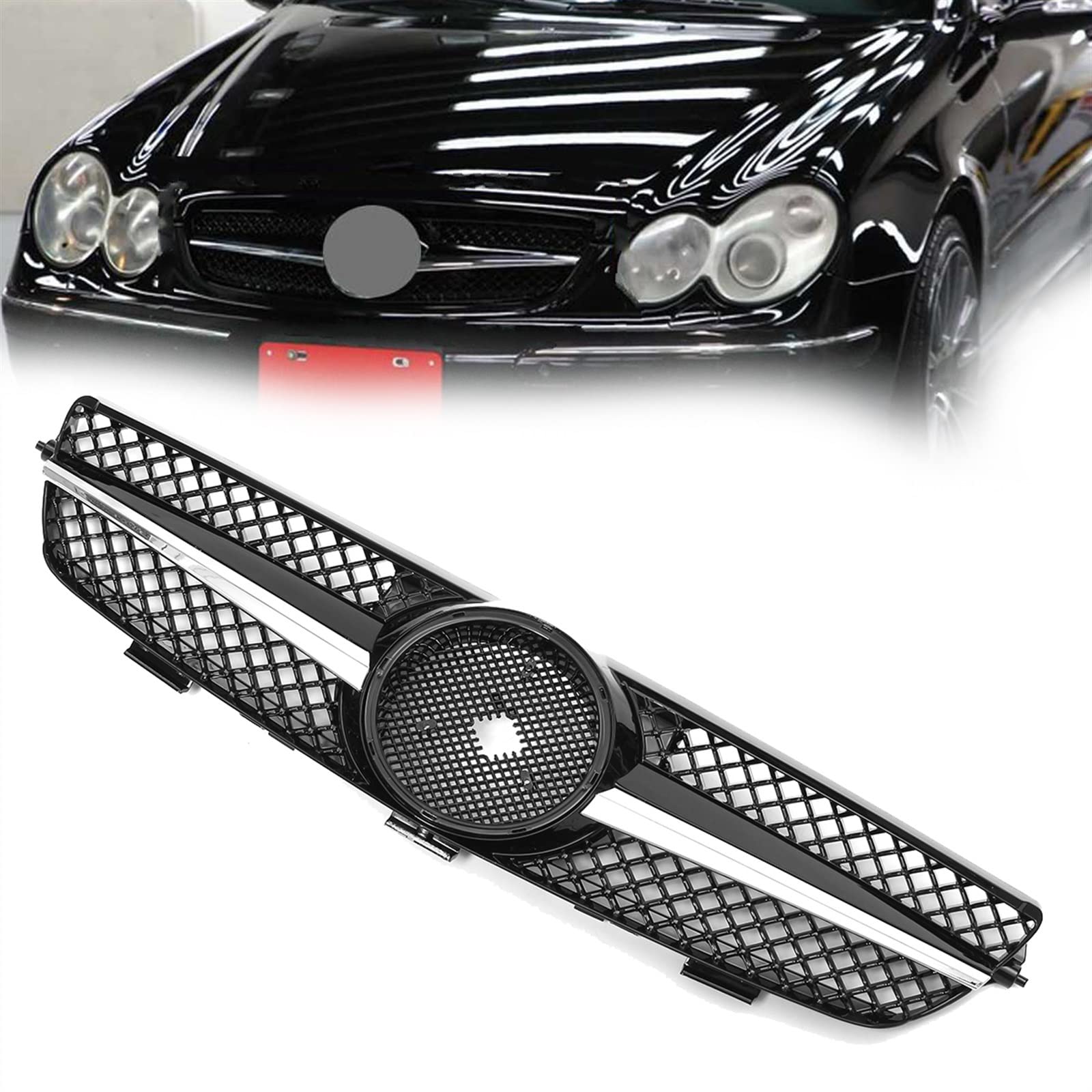 Grilles de course de calandre de pare-chocs avant pour CLK 320 W209 look sport