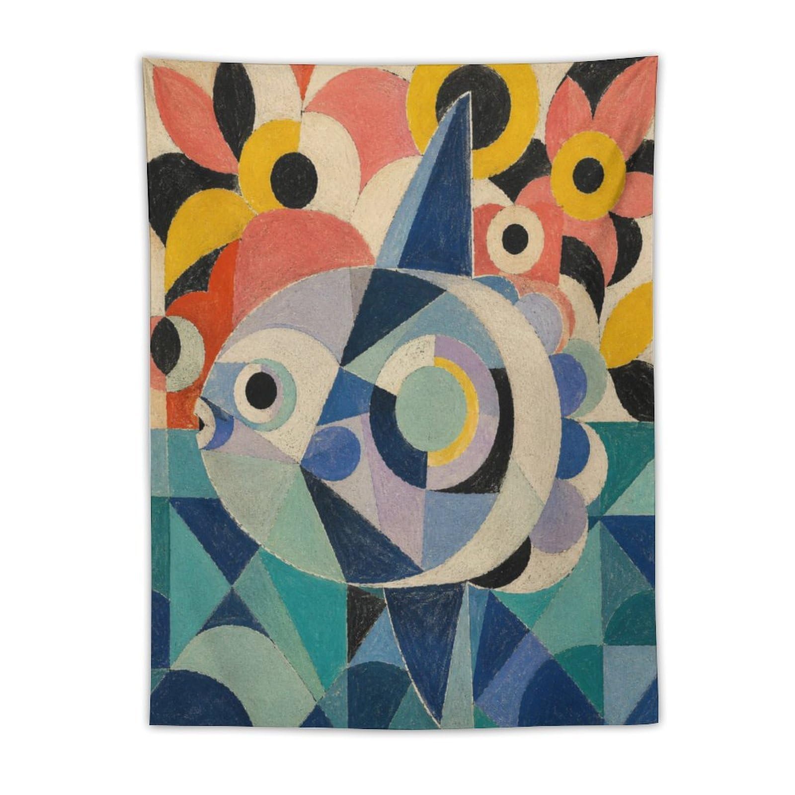 H3B8U2Y5 Geometric Angelfish Wall Tapestry, Geometric Art, Reading Corner