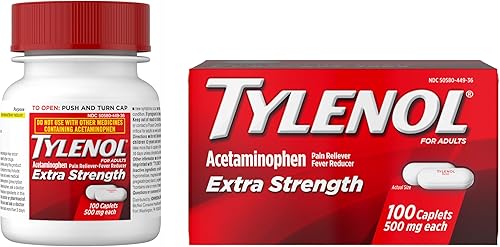 Miniatura 8 de Tylenol Cápsulas extra fuertes con 500 mg de acetaminofeno alivio del dolor reductor de fiebre 100 unidades