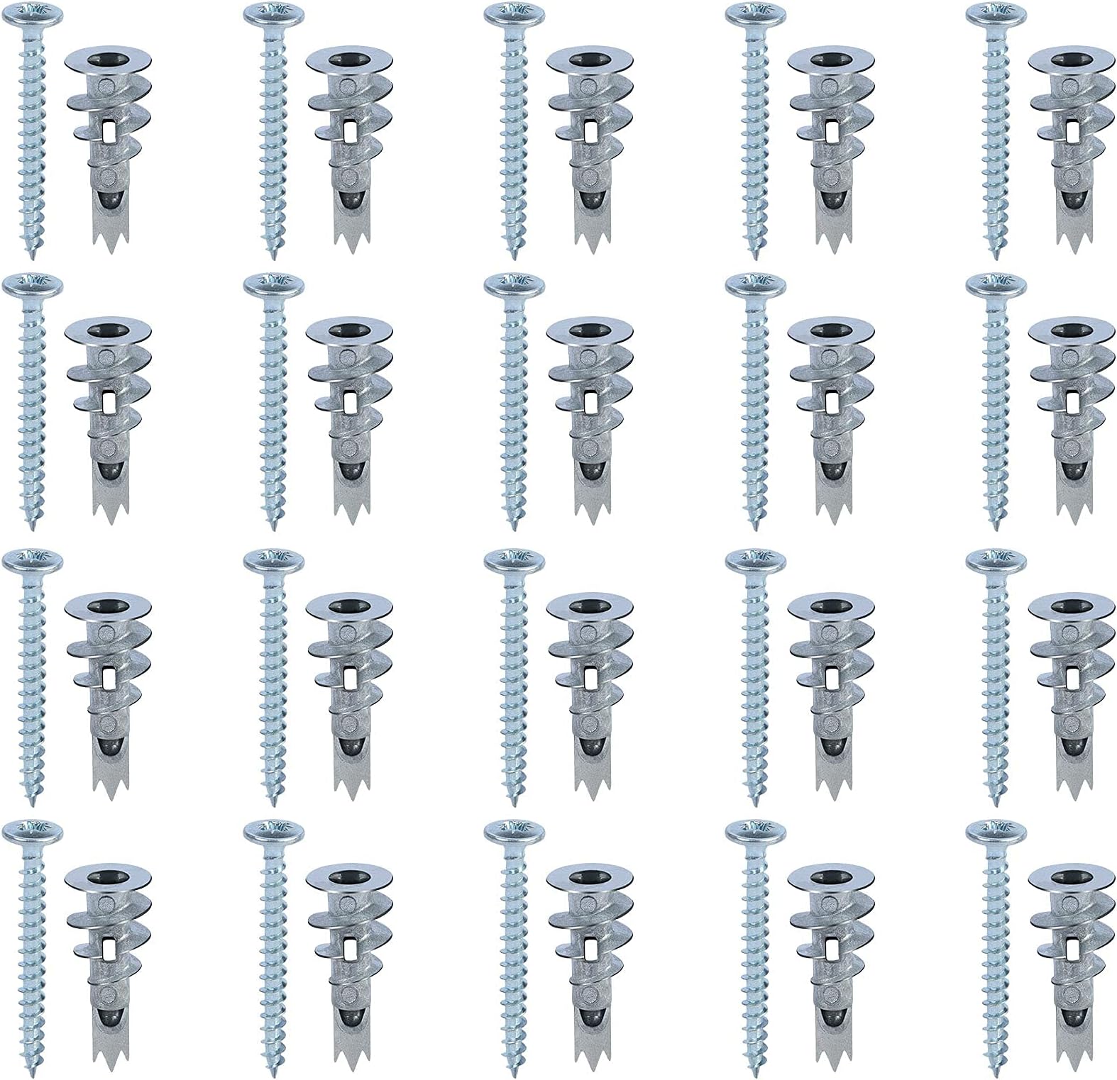 Drado Metal Self Drilling Plasterboard Fixings(Pack of 20), Raw Plugs Cavity Wall, Wall Plugs and Screws, Heavy Duty