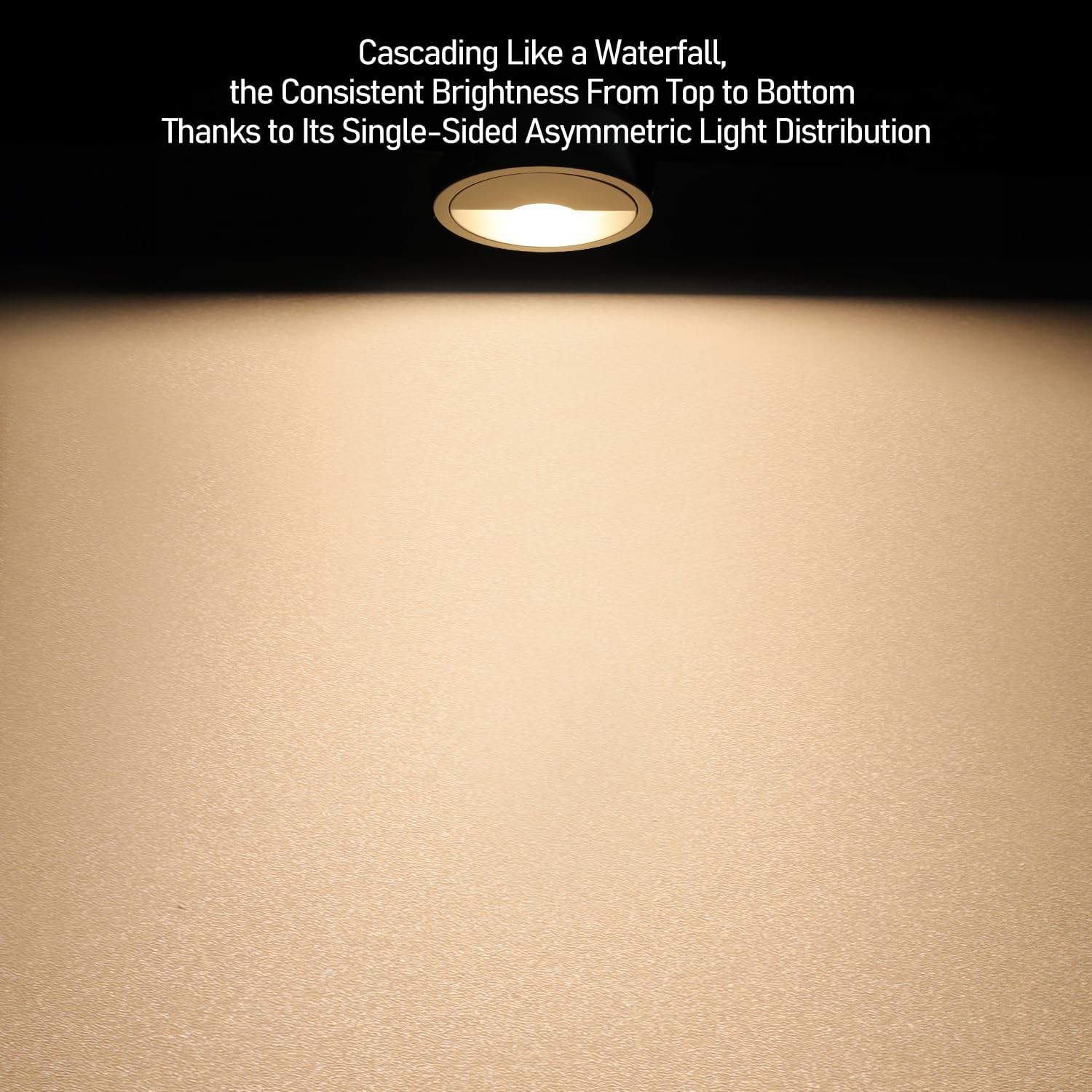 TORCHSTAR 3 Inch 5CCT LED Asymmetric Wallwasher Recessed Lights with J-Box, 35° Ultra-Narrow Trim Recessed Ceiling Spotlight, IC Rated, Dimmable, Anti-Glare, CRI90, 2700-5000K, ETL FCC, Pack of 4