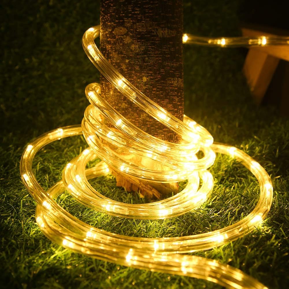 LED Lichtschlauch, 25m Länge, Außenbereich, Warmweiß 2200K, IP65 Wasserdicht, Dimmbar, PVC-Rohr, 899 LEDs, 4m Anschlusskabel, Ganzjährig, Garten & Terrasse