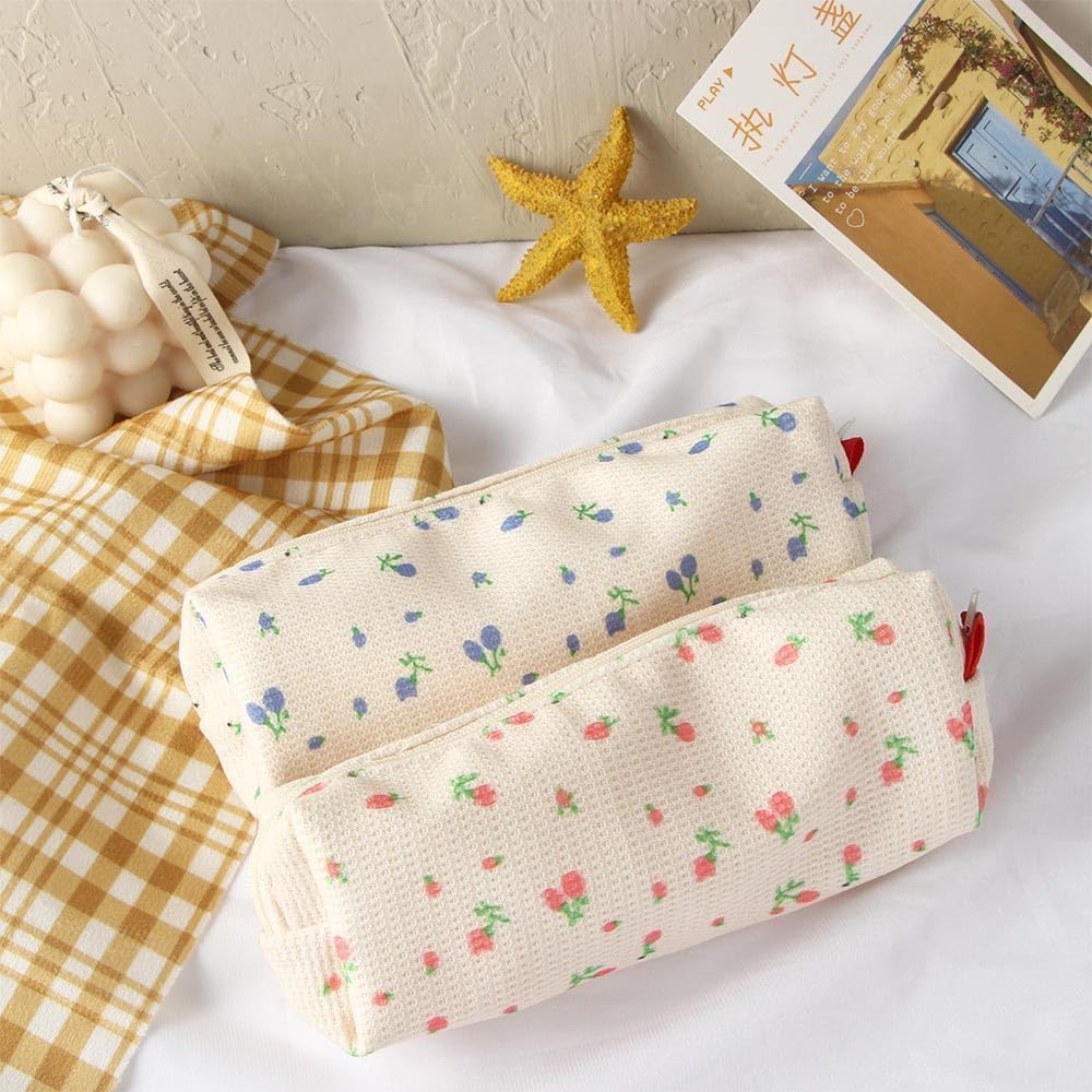 Gammaeon Pink Floral Cute Pencil Case, Canvas Pencil Pouch - Image 4