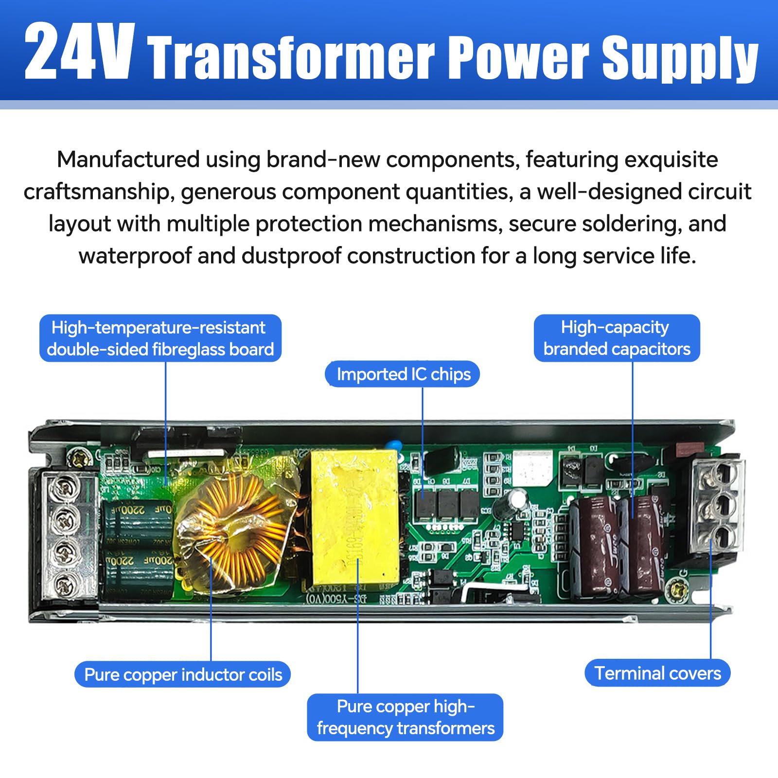 LED Netzteil Trafo 24V Transformator AC 220 230V auf DC 24 Volt, Led Treiber Schaltnetzteil Konstantspannung Niedervolttrafo für LED Streifen (400W&2PCS)