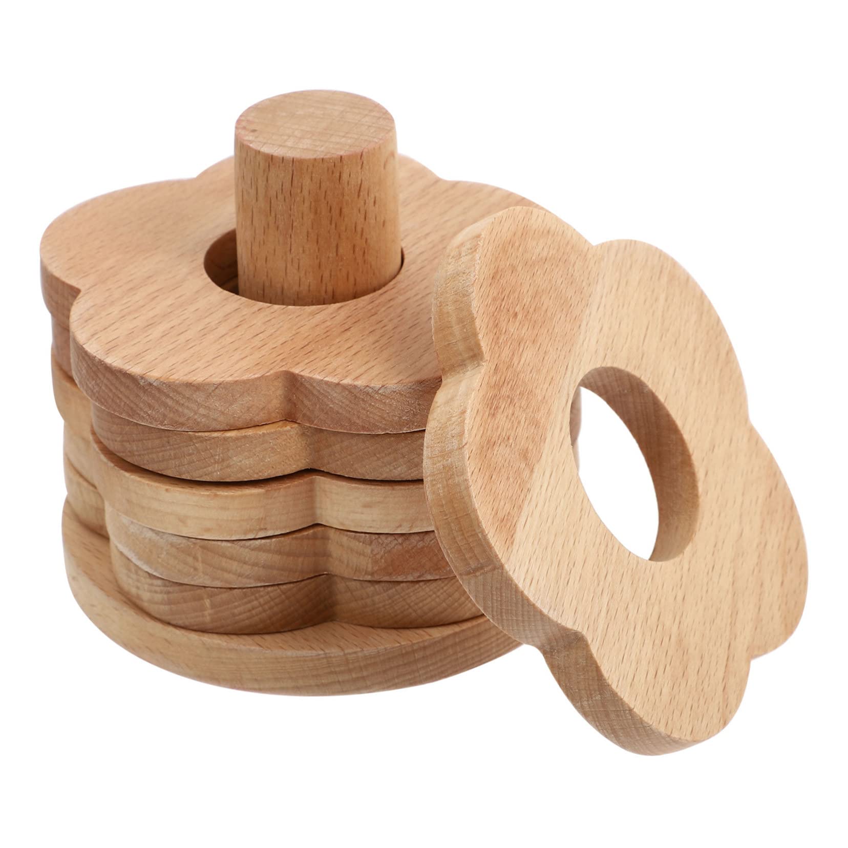 Posavasos de Madera en Forma de Flor 7 Piezas Antideslizantes