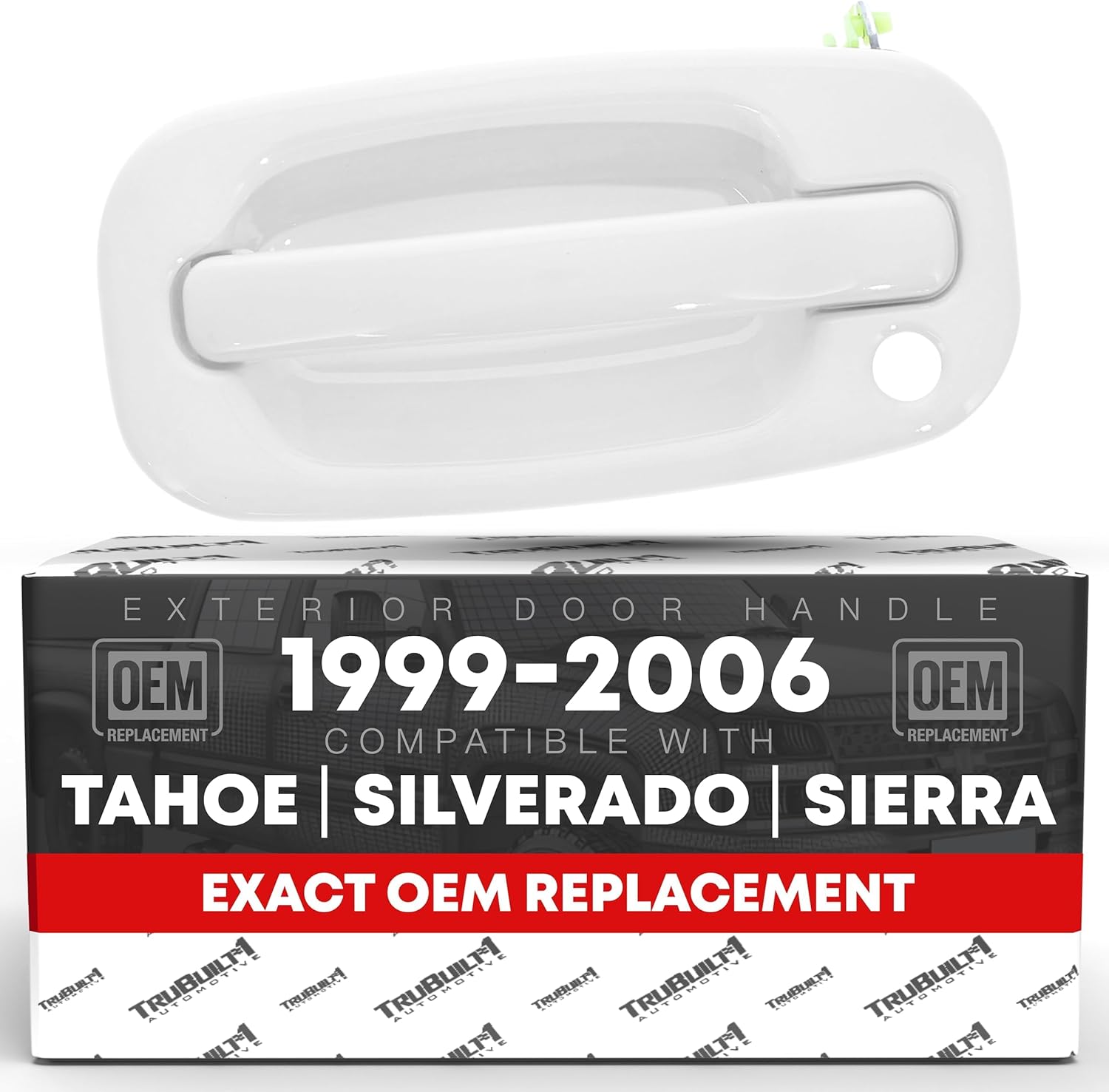 Exterior Front Driver Door Handle - Compatible with 1999-2006 Chevrolet Silverado, Suburban, Tahoe; 1999-2006 GMC Sierra, GMC Yukon - Olympic White - OEM 15150736-GAZ, 80597