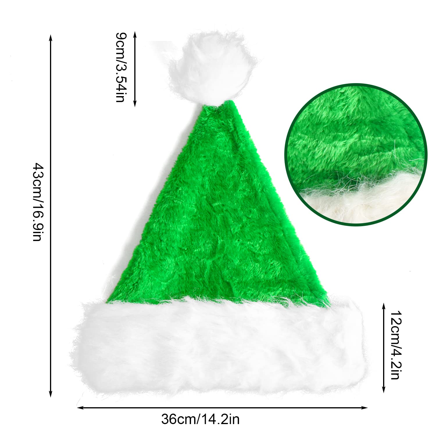 VEYLIN Father Christmas Hat Green Santa Hats Large for Adults Men Women Thickened Warm Christmas Party Hats - Image 3