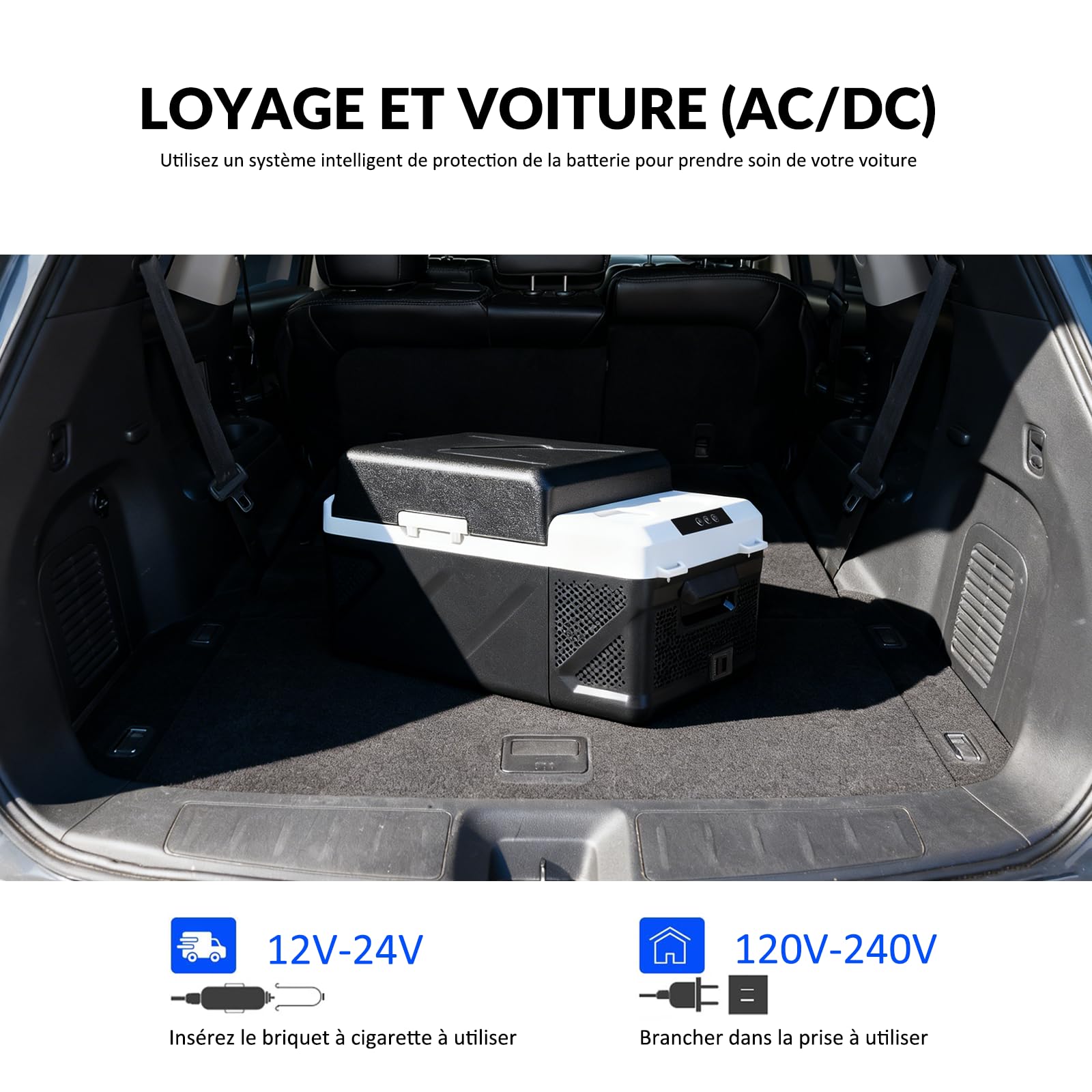 KM20 20L Glacière Electrique Voiture, Portable à Compression Réfrigérateur de Voiture,12/24V Mini Frigo pour Maison, pour dortoir, Camping ou Pique-Nique en Plein Air, 20 à 20℃
