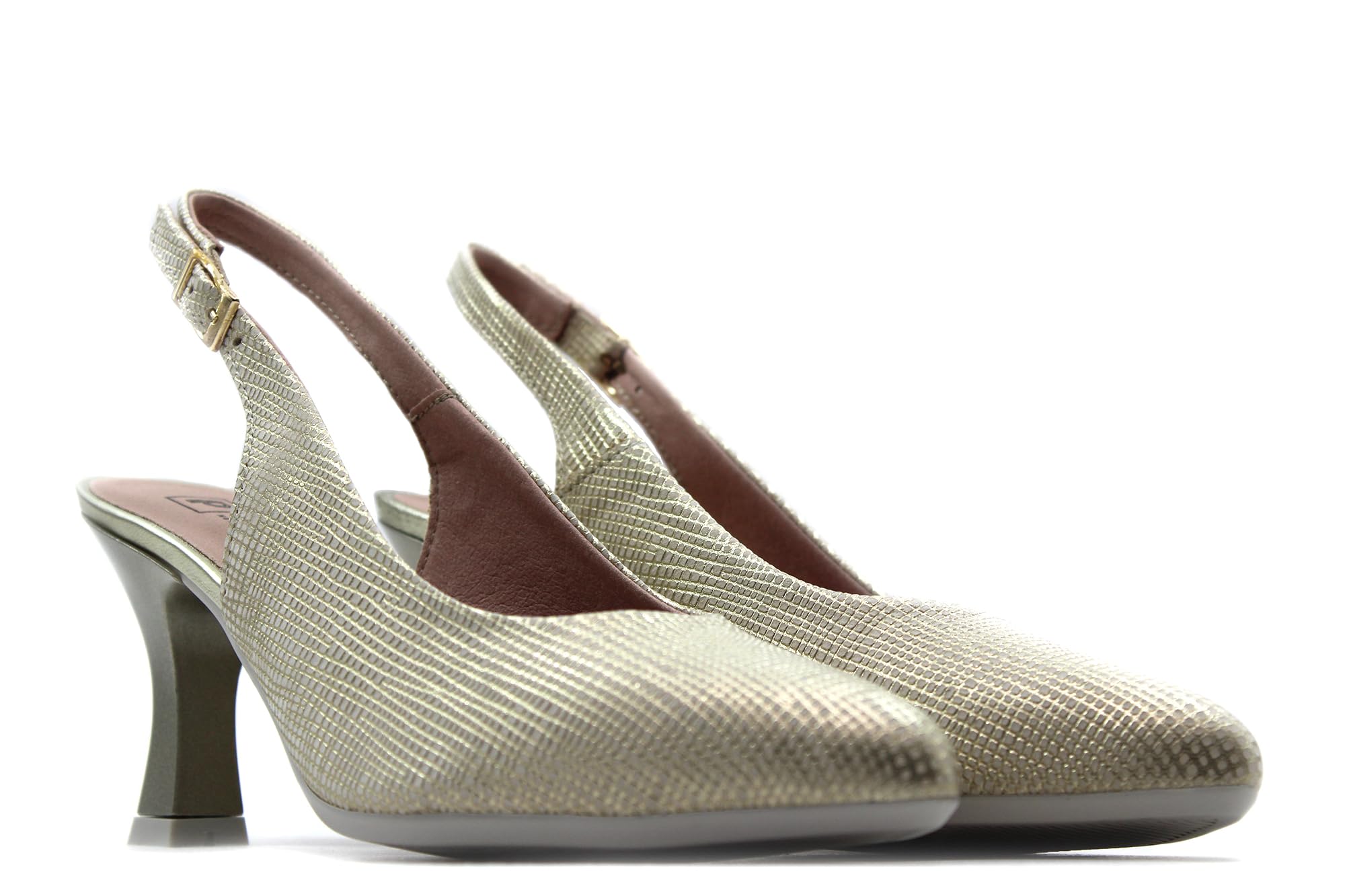 Pitillos - Zapato clásico de salón Destalonado con Puntera Fina,tacón Fino,de Piel,Suela de Goma,Hebilla para: Mujer
