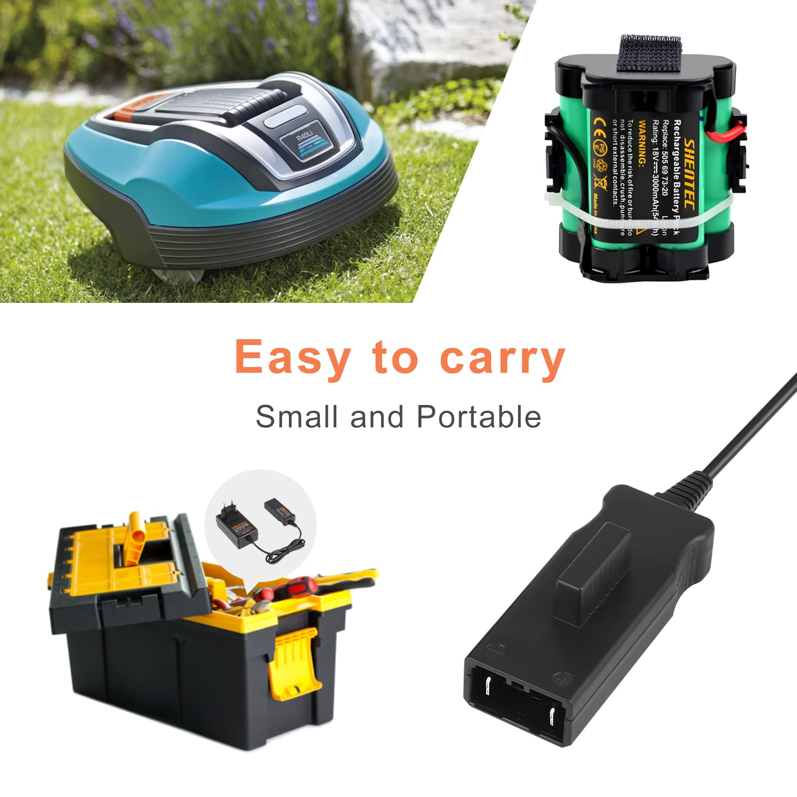 Shentec 18V Chargeur pour Gardena 9840-20 8878-20 8025-20 18 V (ne Convient Pas aux Batteries NI-MH/NI-CD)