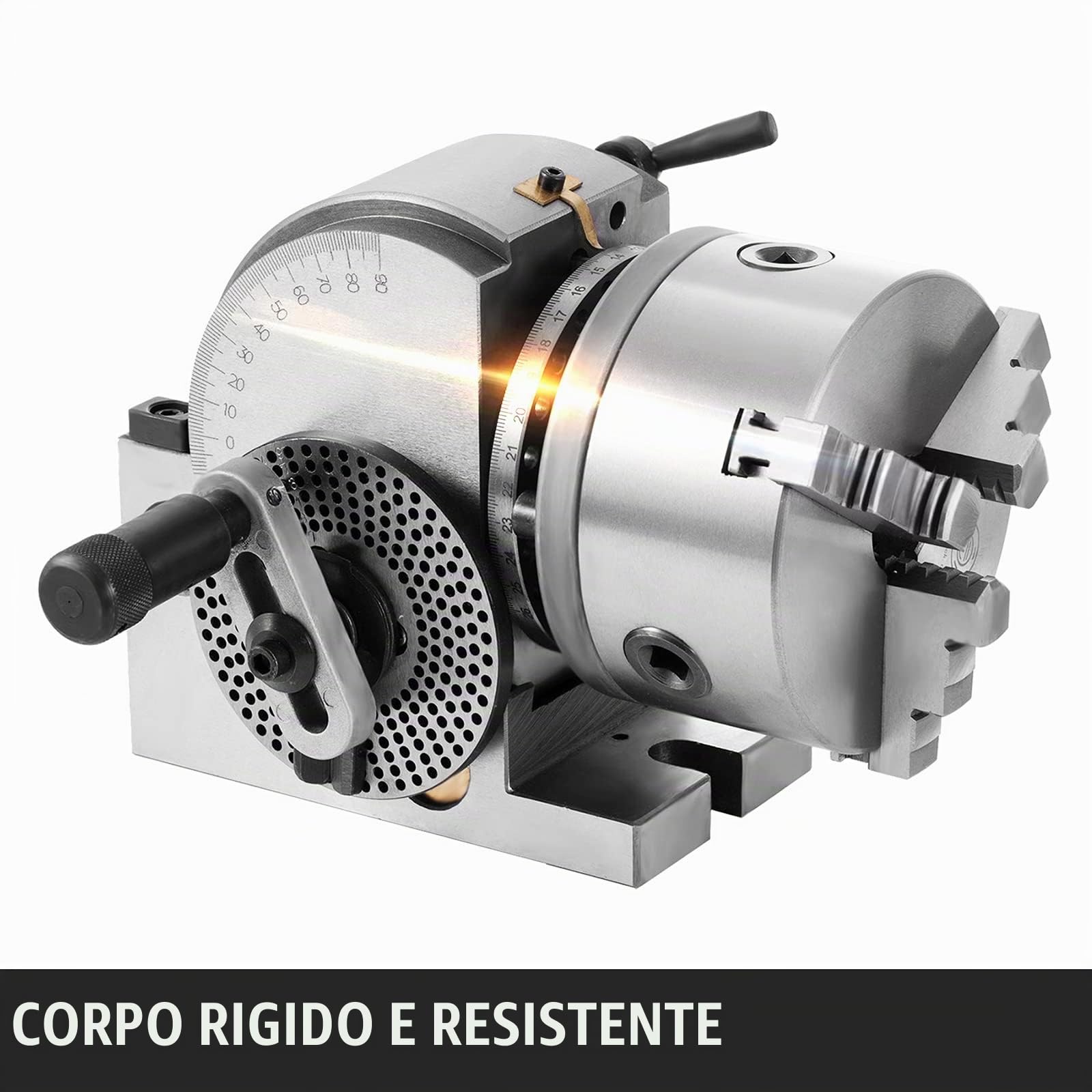VEVOR BS-0 - Testa divisoria di precisione con mandrino a 3 ganasce contropunta, testa divisore MT2 con mandrino da 168 mm, testa divisorio 23 kg, altezza centro di indicizzazione 100 mm con piastre
