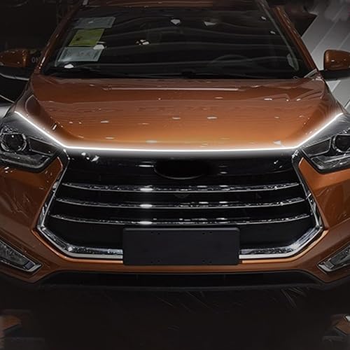 Miniatura 8 de JinRui-T Tira de luz para capó de automóvil, azul hielo, 71 pulgadas, tira de luces LED para automóvil, dinámica, flexible, impermeable, luz diurna