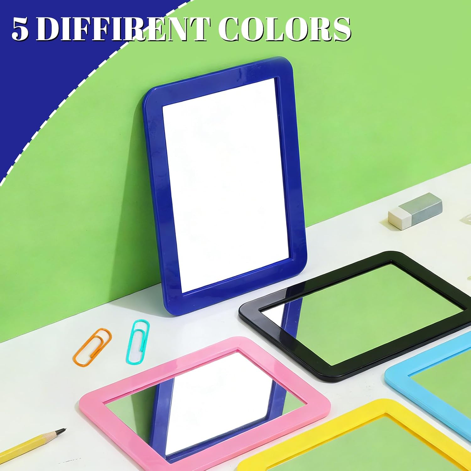 15 Pcs Magnetic Locker Mirror, 5 X 7 Inch Small Magnet Mirror Real Glass, Small Makeup Mirror for Fridge, Toolbox, Office Cabinet, Workshop (5 Colors)