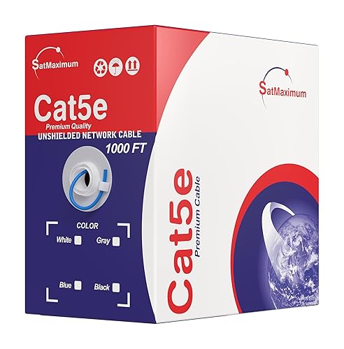 Vista 41 de Cables Direct Online Cable sólido Cat5e de 1000 pies 24AWG UTP Cat5 a granel, red de cable de aluminio revestido de cobre (sin blindaje (UTP), Blanco