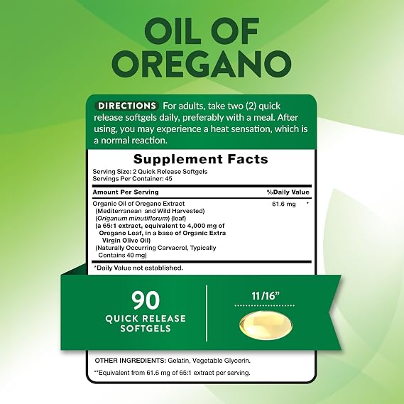 Nature's Truth Oregano Oil Softgels | 90 Pills | Contains Carvacrol | Non-GMO & Gluten Free Supplement