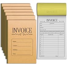 Carbonless Receipt Book - 2-Part Duplicate Handheld Invoice Pad, 3.5x5.5in for Small Businesses, 50 Sets per Book 6-Pack, 300 Total