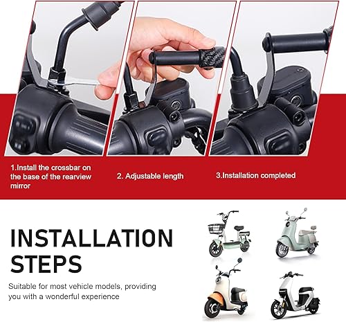 Miniatura 6 de 1 barra transversal para motocicleta, extensión de manillar ajustable de 11.8 a 17.7 pulgadas para soporte de montaje de teléfono, extensión de