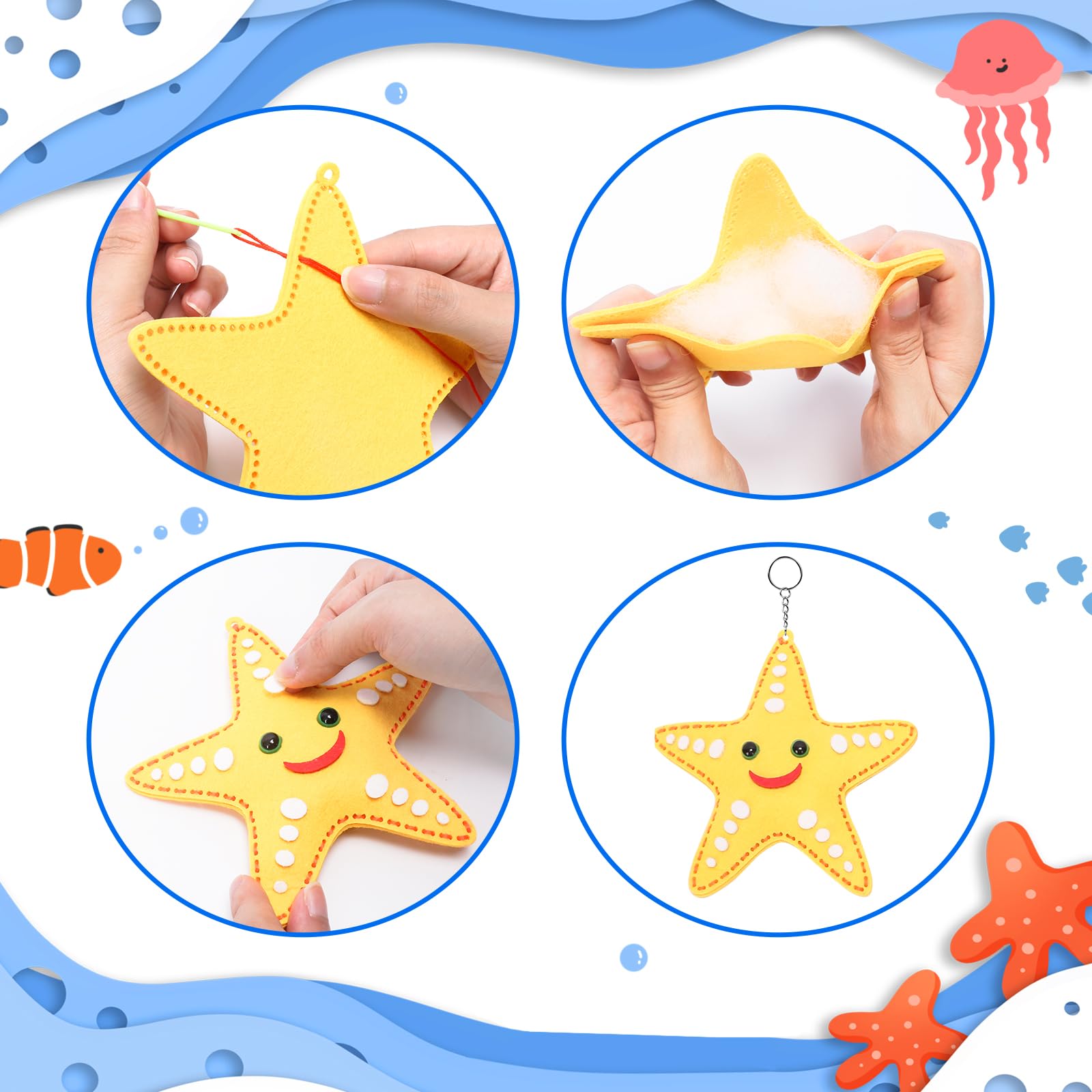 8 Stuks Kinderen Vilt Naaiset Oceaan Dieren DIY Art Craft Vilt Set Beginners Naaiset Voor Jongens En Meisjes Educatief Cadeau