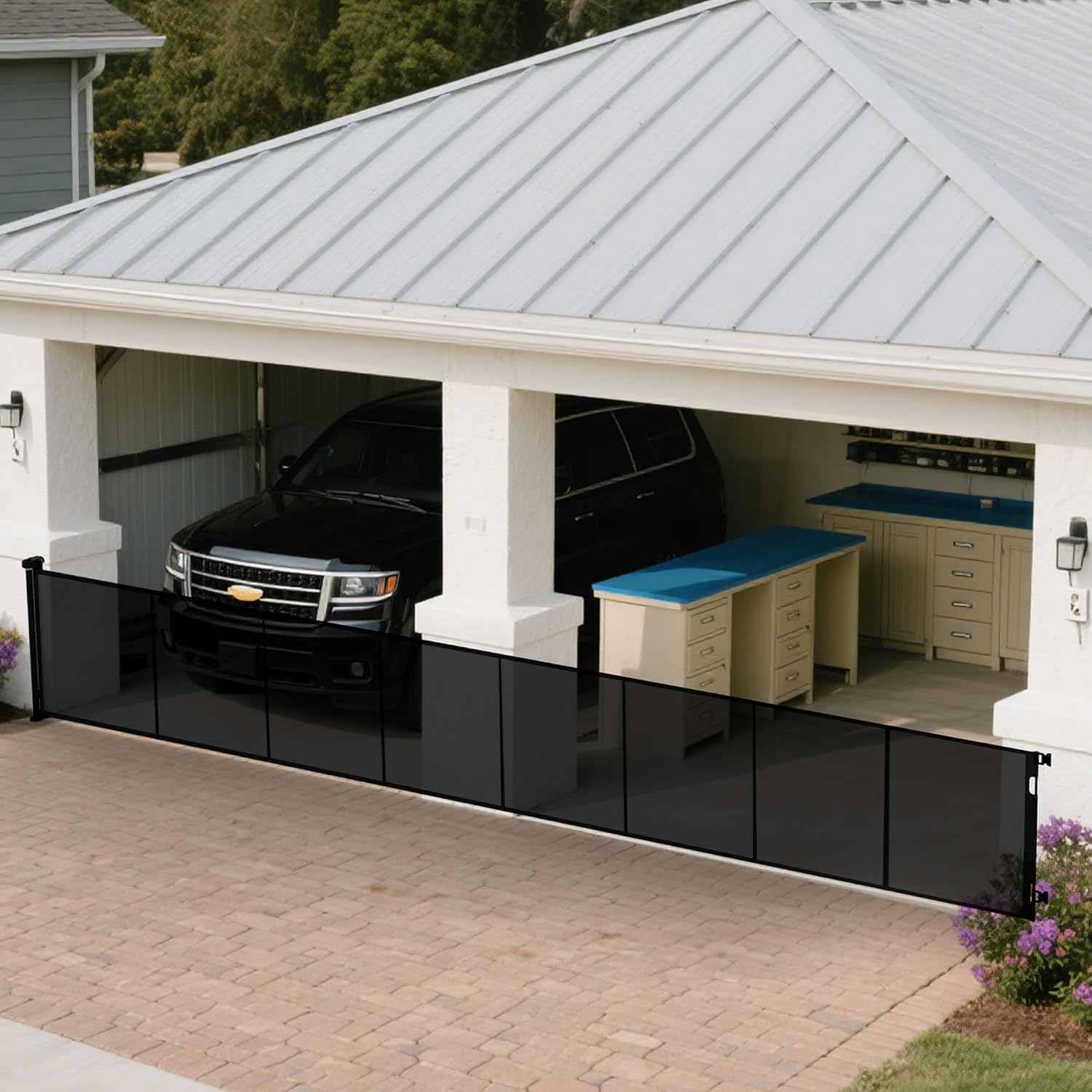 236 Inch Extra Wide Retractable Baby Gate,Mesh Baby Gate or Mesh Dog Gate,34" Tall,Child Safety Gate for Doorways, Stairs, Hallways, Indoor or Outdoor Black 236''Wide 41''Tall