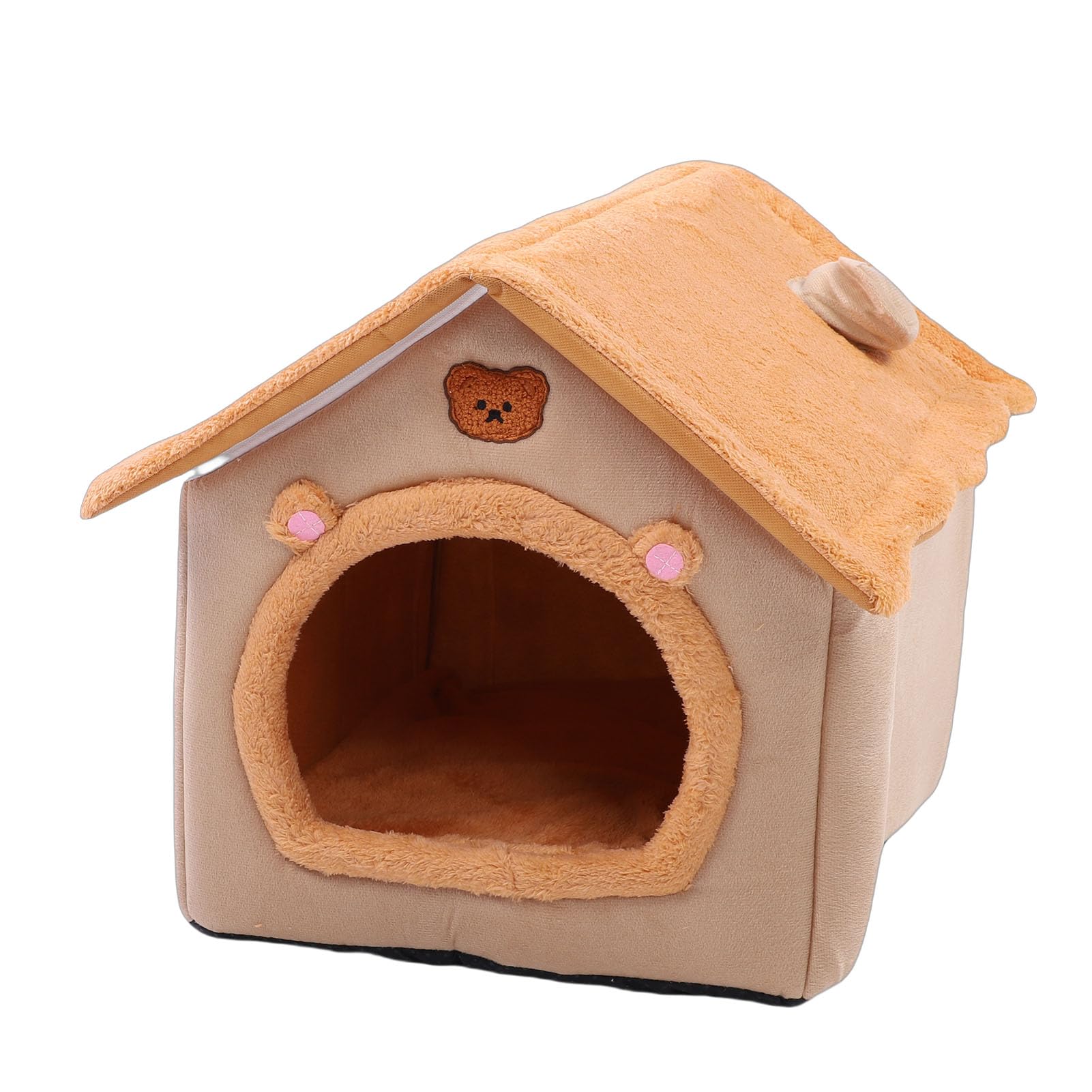 Tenda per Cuccia per Animali Domestici, Cucce per Gatti e Condomini Antiscivolo in Tessuto Caldo e Confortevole Simpatico Orsetto per Lettino per Gatti con Cuscino per le Stagioni Tenda