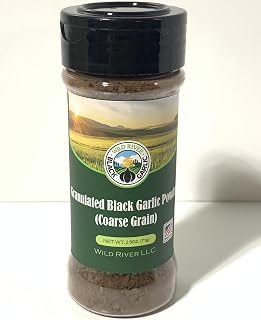 100% Pure Granulated Black Garlic Powder - Naturally Aged Garlic Powder - Gourmet Seasoning & Umami Booster - Non-GMO, Vegan & Keto Friendly (2.5 OZ, Coarse Grain)