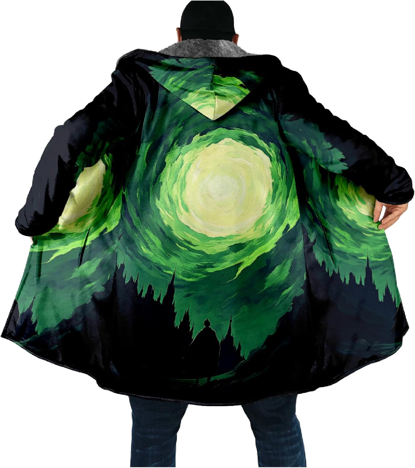 Winter Coats For Men Galaxy 3D Print Long Sleeve Zipper Big And Tall Cardigan Fleece Warm Novelty Fashion Jacket - Image 2