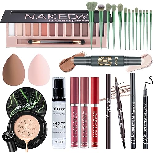 YBUETE Kit de maquillaje todo en uno para mujeres, kit completo, regalo de maquillaje para niñas, mujeres adolescentes, sombra de ojos mate desnuda