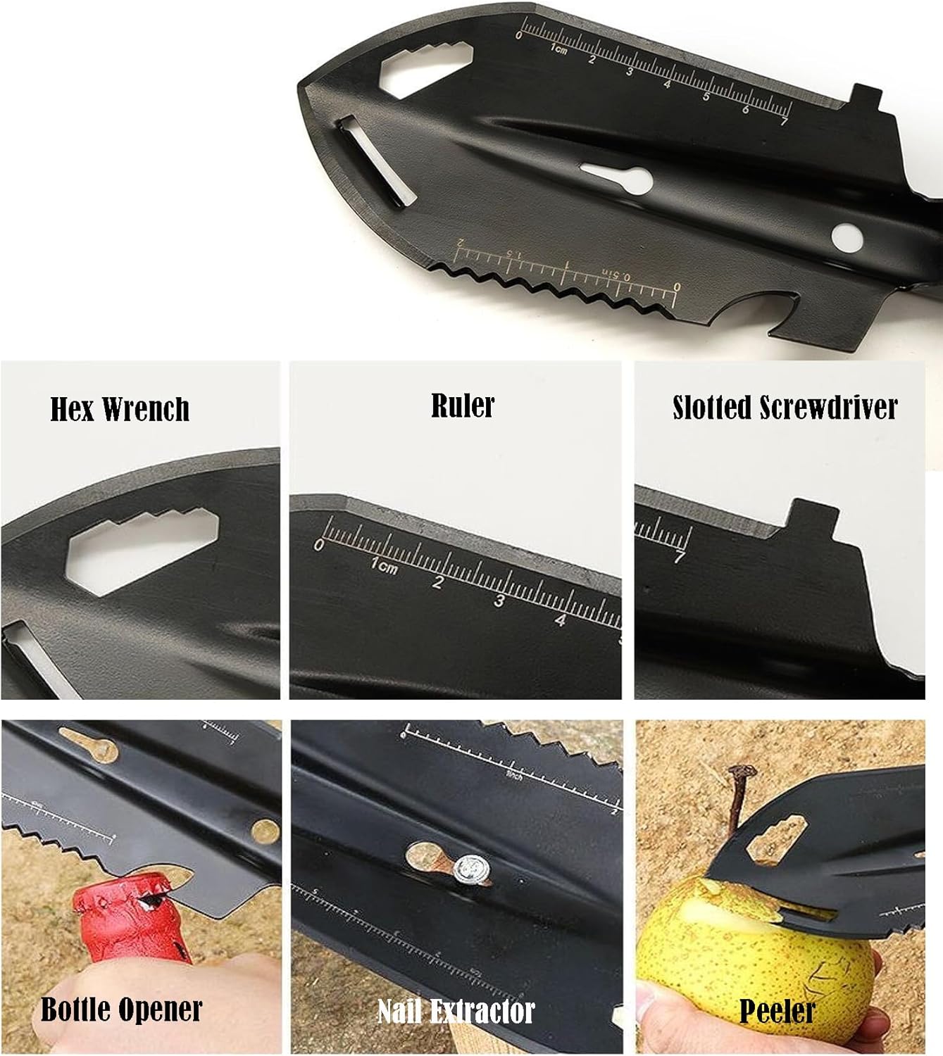 Backpacking Trowel Camping Shovel Hiking Trowel Gardening Tool Multitool 9 in 1 Multi-Purpose Tool with Carrying Bag and Paracord Good for Digging Metal Detecting Gardening and Outdoor Survival