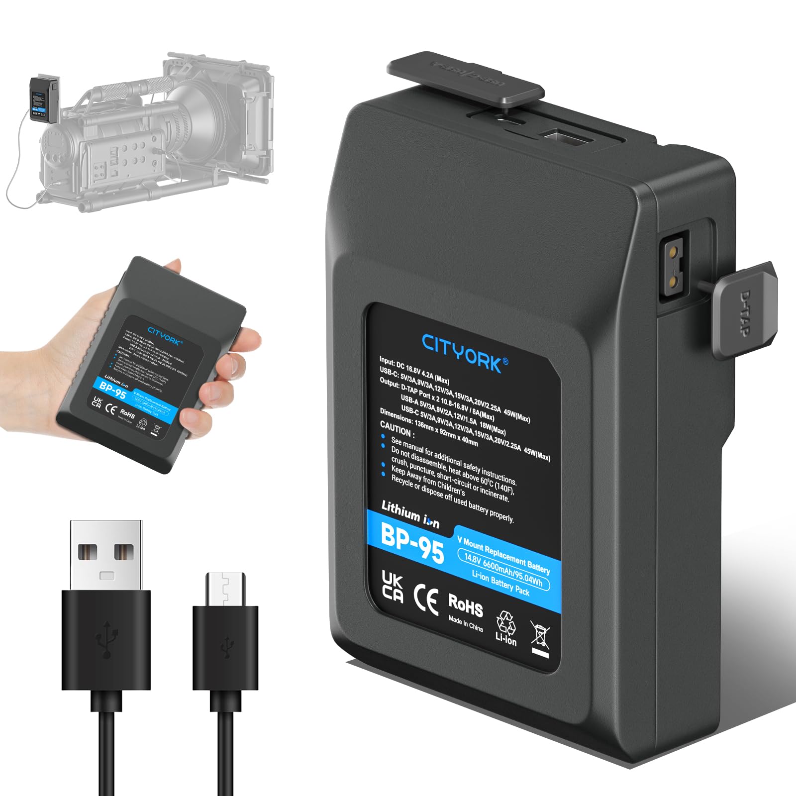 その他 CITVORK V Mount Battery 229Wh Amazon.com: CITYORK Mini V Mount Battery 229Wh/ 15500mAh