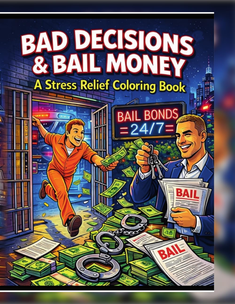 Bad Decisions & Bail Money: An Adult Stress Relief Coloring Book