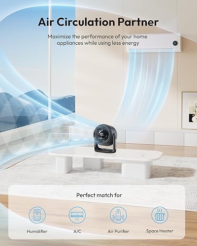 Vista 7 de Gaiatop Desk Fan with Touch Control, 4000mAh Battery, 5 Speeds Ultra Quiet Bedroom Fan with LED Display, 90° Tilt, 7.7 Inch USB-C Rechargeable