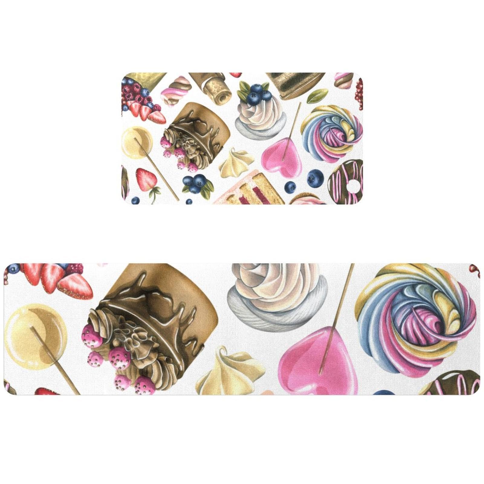 Tapete de cocina de 2 piezas lavable con estampado de rosquillas para pasillo