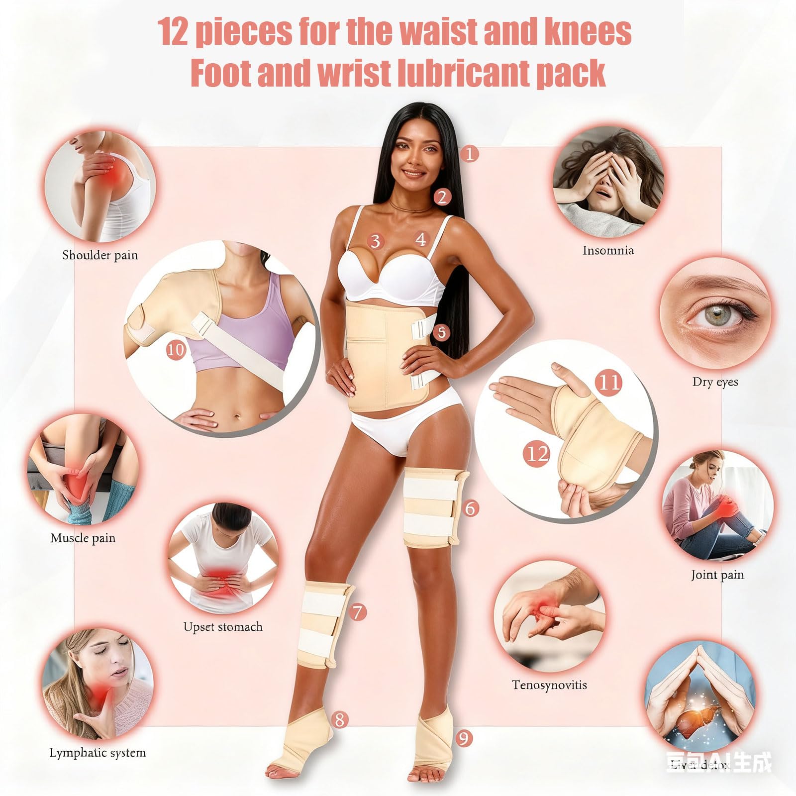 Rizinusöl Pack Wrap Collection 12 Stück Geschenkset Wasserdichtes Design Ganzkörperanwendung Stoff für Knie Ellbogen