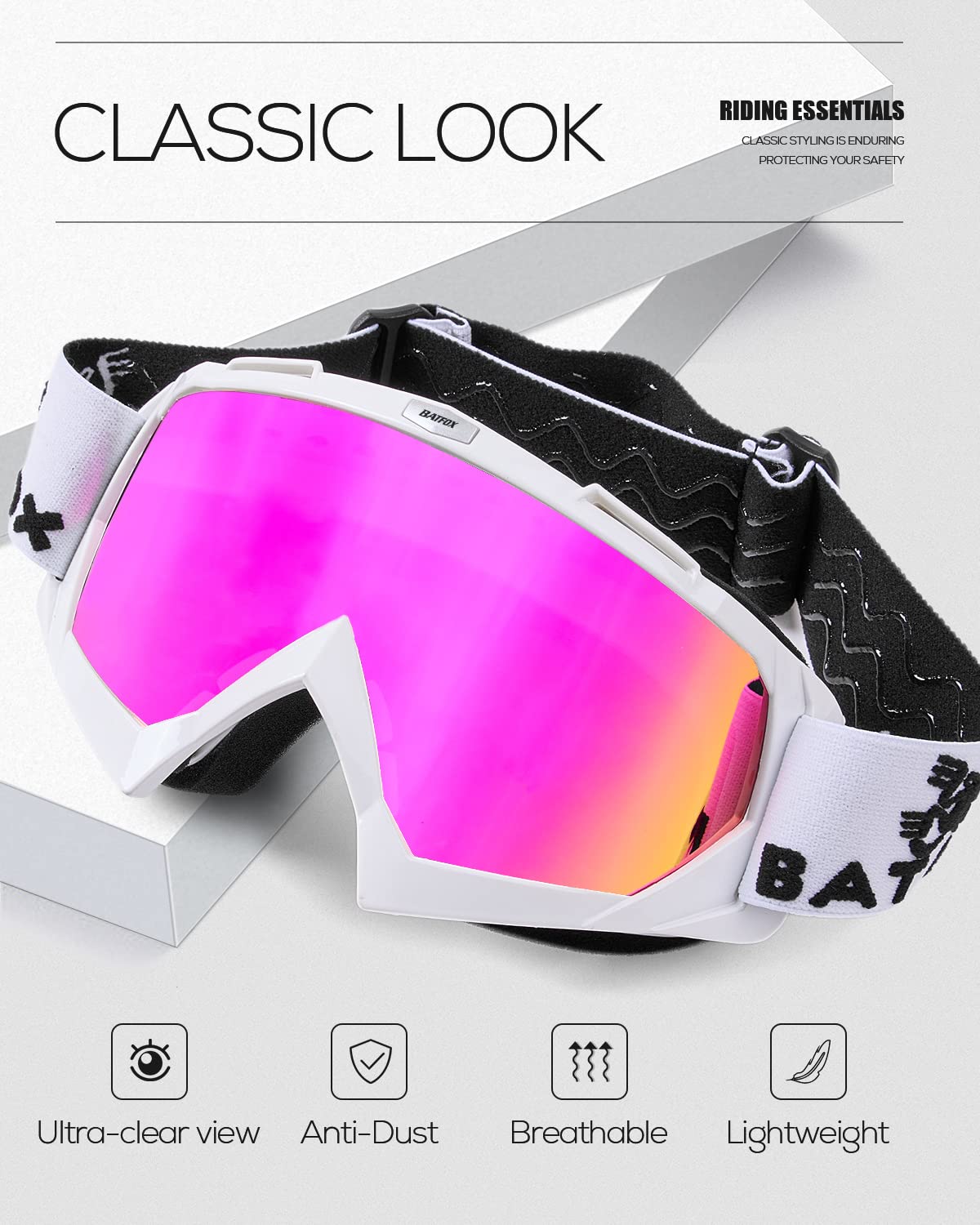 KINGBIKE Occhiali da motocross, da motocross, da dirt bike, ATV, da cross, di sicurezza ATV, per uomo, donna, gioventù, occhiali UV400