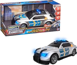 Teamsterz Mighty Machines Medium Police Interceptor Car | Realistic Lights & Siren Sounds Police Rescue Vehicle | Emergency Service Vehicle Play Car | Kids' Play Figures And Vehicles Toy Car Set | 3+