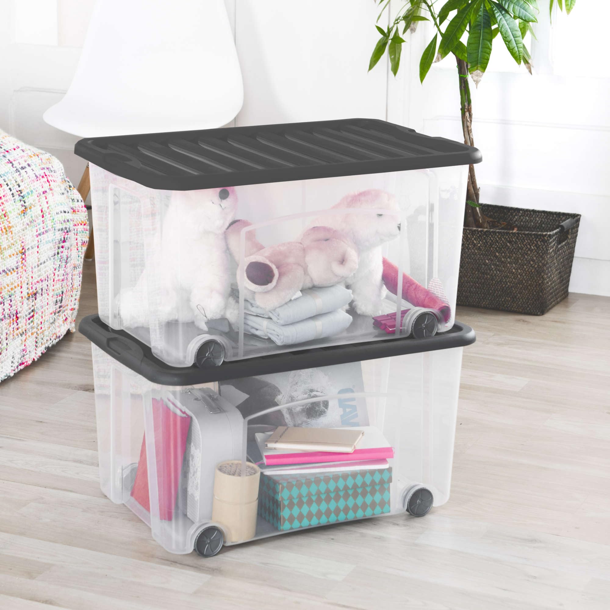 PME Organizer Auto Portatile Con Coperchio E Manico - Pelle PU, Impermeabile, Capacità 28L, Nero (Taglia S) - 5