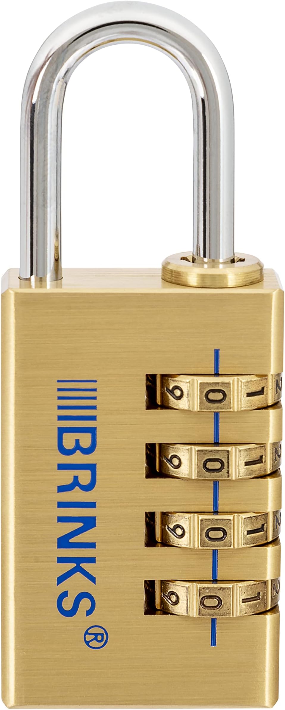 30mm Solid Brass 4-Dial Resettable Padlock - Chrome Plated With Hardened Steel Shackle
