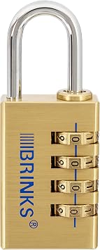 BRINKS - 30mm Solid Brass 4-Dial Resettable Padlock - Chrome Plated With Hardened Steel Shackle