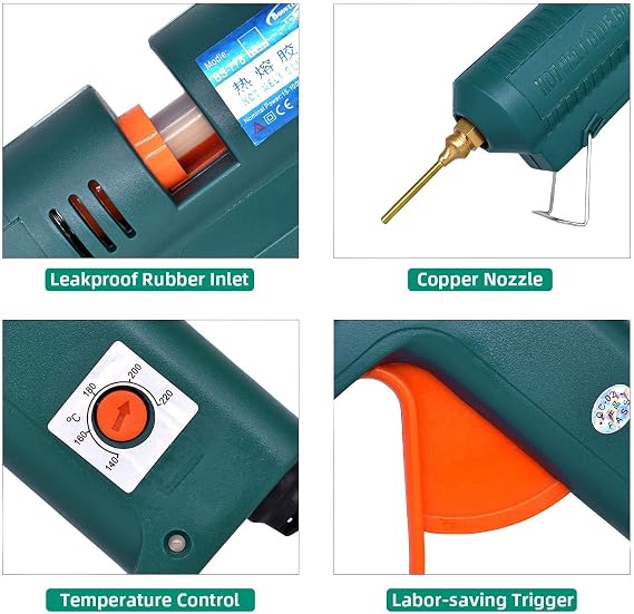 BOSWELL 150W Full Size Hot Glue Gun with 6 Copper Nozzles, Luxury Set
