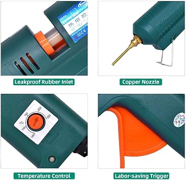 BOSWELL 150W Full Size Hot Glue Gun with 6 Copper Nozzles, Luxury Set