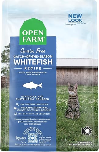 Open Farm Catch-Of-The-Season - Receta de pescado blanco orgánico sostenible para gatos, red de 4 libras