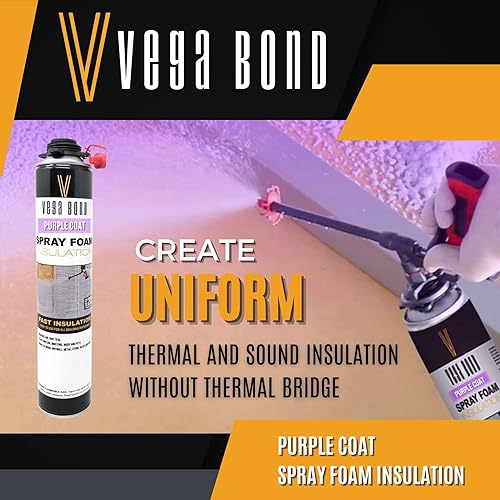 Miniatura 3 de Vega Bond Purplecoat - Espuma de aislamiento de celda cerrada de un solo componente premium, autoexpandible, 29 onzas, aerosol acústico, cobertura