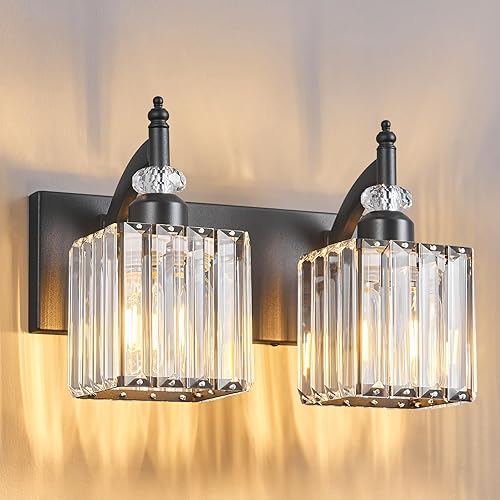Miniatura 7 de Luces de tocador de cristal doradas, 3 luces, lámpara de tocador de baño de cristal sobre espejo, moderna lámpara de tocador para baño