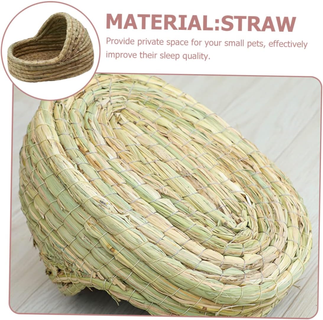 Small Pet Bed Straw Woven Nest for Hamsters Rabbits Bunny House Natural Bedding Handmade Easy to Clean