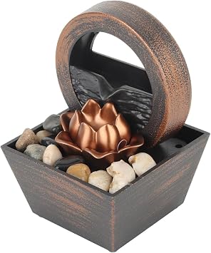 Mini Tabletop Water Fountain,USB Small Waterfall Fountains,Tabletop Water Ornaments with LED,Circulating Water Fountain for Home and Office Decor