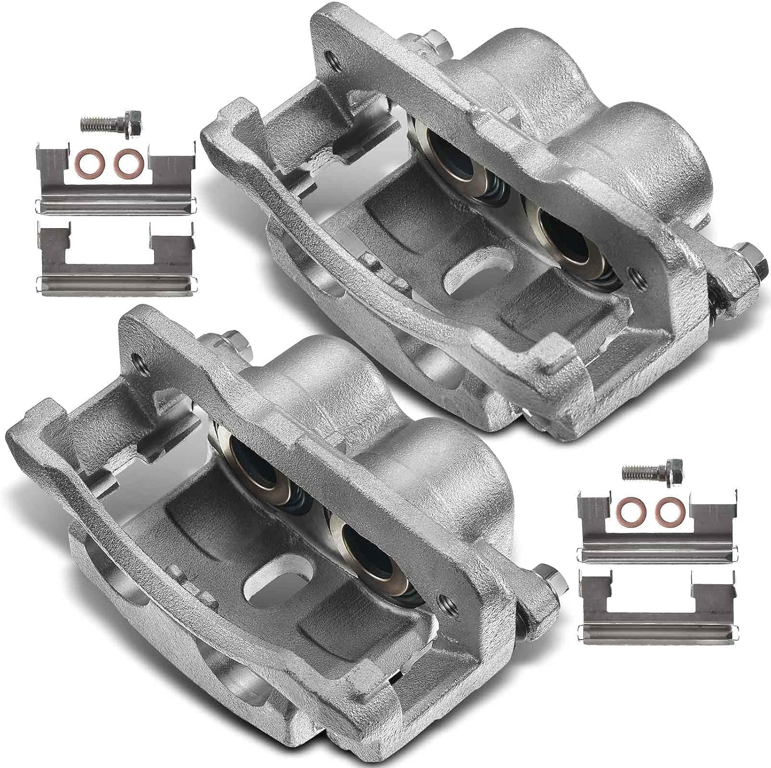 A-Premium Brake Caliper Assembly Replacement for GMC Savana 1500 2500 Sierra 1500 2500 Chevrolet Silverado 1500 2500 3500 Cadillac 2000-2013 Left and Right with 4 Wheel Disc 2-PC Replace# 18-B4728+B4729