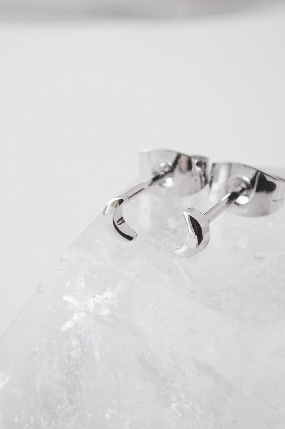 HONEYCAT Mini Moon Stud Earrings in Gold, Rose Gold, or Silver | Minimalist, Delicate Jewelry