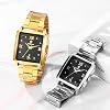 JewelryWe Pair of Watches Digital Watch Stainless Steel Binary Watch Rectangle Bezel LED Sports Watch Blue LED Light Calendar Fashion Cool Partner Watch for Men Women Black / Silver