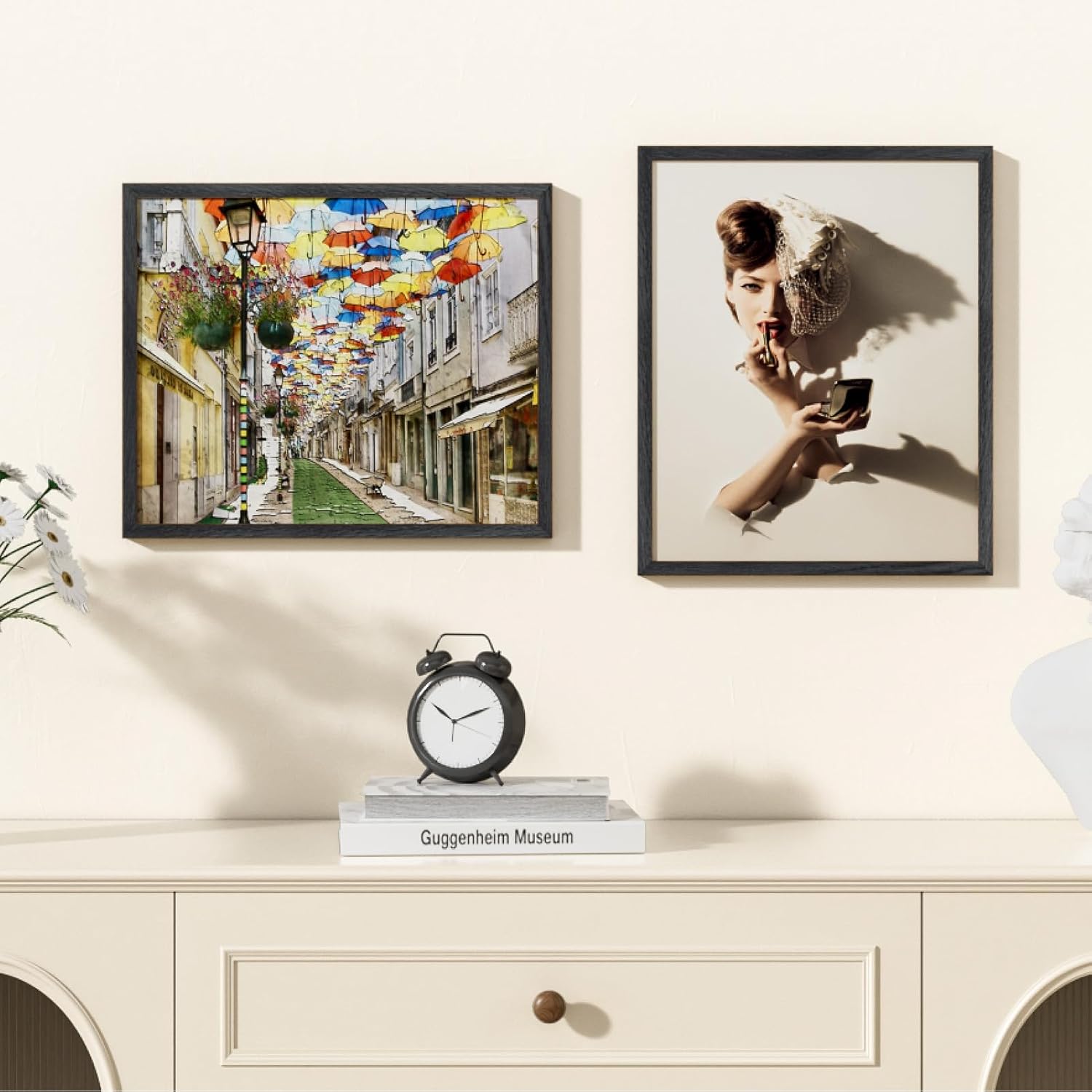 13x16 Picture Frame Oak Wood,13"x16"Black Color Wooden Frames with Tempered Glass,16x13 inch Wall Gallery Poster Frame with No Mat,13 by 16 Frames Horizontal and Vertical for Wall Mounting